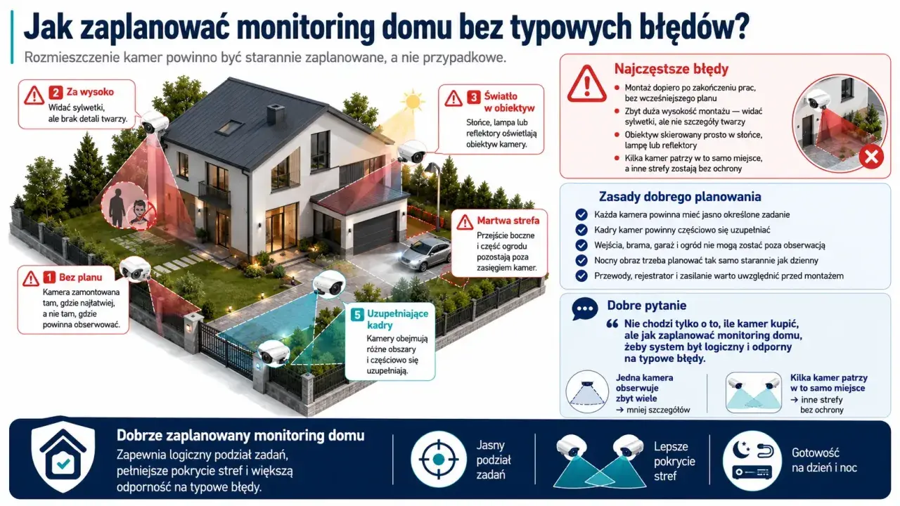 Planowanie systemów inteligentnego budynku: rozmieszczenie kamer, by uniknąć błędów, martwych stref i zapewnić pełne pokrycie.