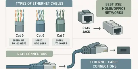 Porównanie kabli Ethernet Cat 5, 6, 7 i złączy RJ45. Dowiedz się, jaki kabel do kamer PoE wybrać, aby uzyskać najlepszą wydajność sieci.