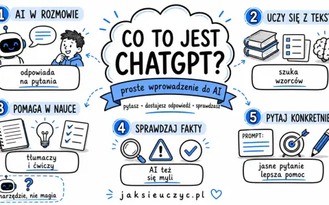 Co to jest czat gpt? Proste wprowadzenie do AI: rozmawia, uczy się, pomaga w nauce, sprawdza fakty i wymaga konkretnych pytań.