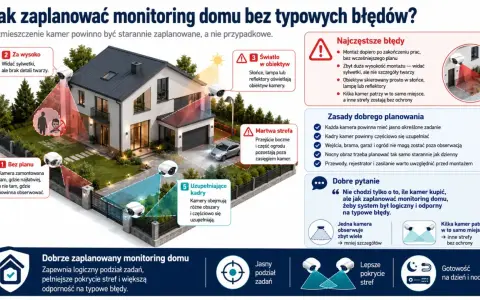 Planowanie systemów inteligentnego budynku: rozmieszczenie kamer, by uniknąć błędów, martwych stref i zapewnić pełne pokrycie.