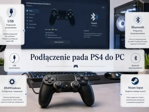 Jak podłączyć PS4 do laptopa? Poradnik pokazuje połączenie USB i Bluetooth, a także konfigurację DS4Windows i Steam Input.