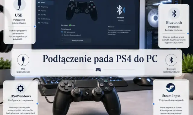 Jak podłączyć PS4 do laptopa? Poradnik pokazuje połączenie USB i Bluetooth, a także konfigurację DS4Windows i Steam Input.